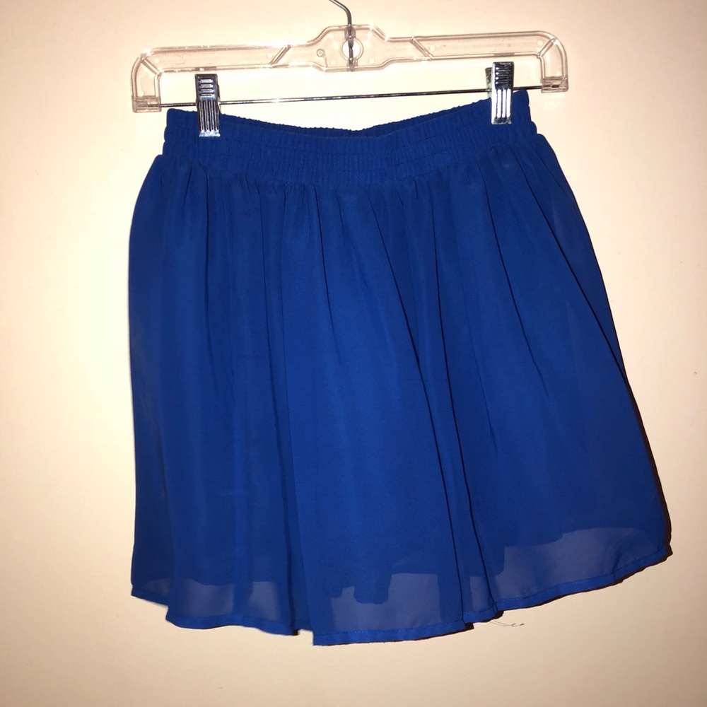 Blue Chiffon Mini Skirt